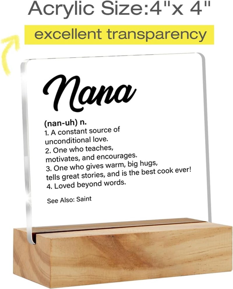 VAHATAN Nana Gifts From Granddaughter Grandson Grandchildren, Gifts for Grandma Birthday Christmas Mother's Day, Nana Definition Clear Desk Sign with Saying Grandmother Acrylic Sign Presents - Image 2